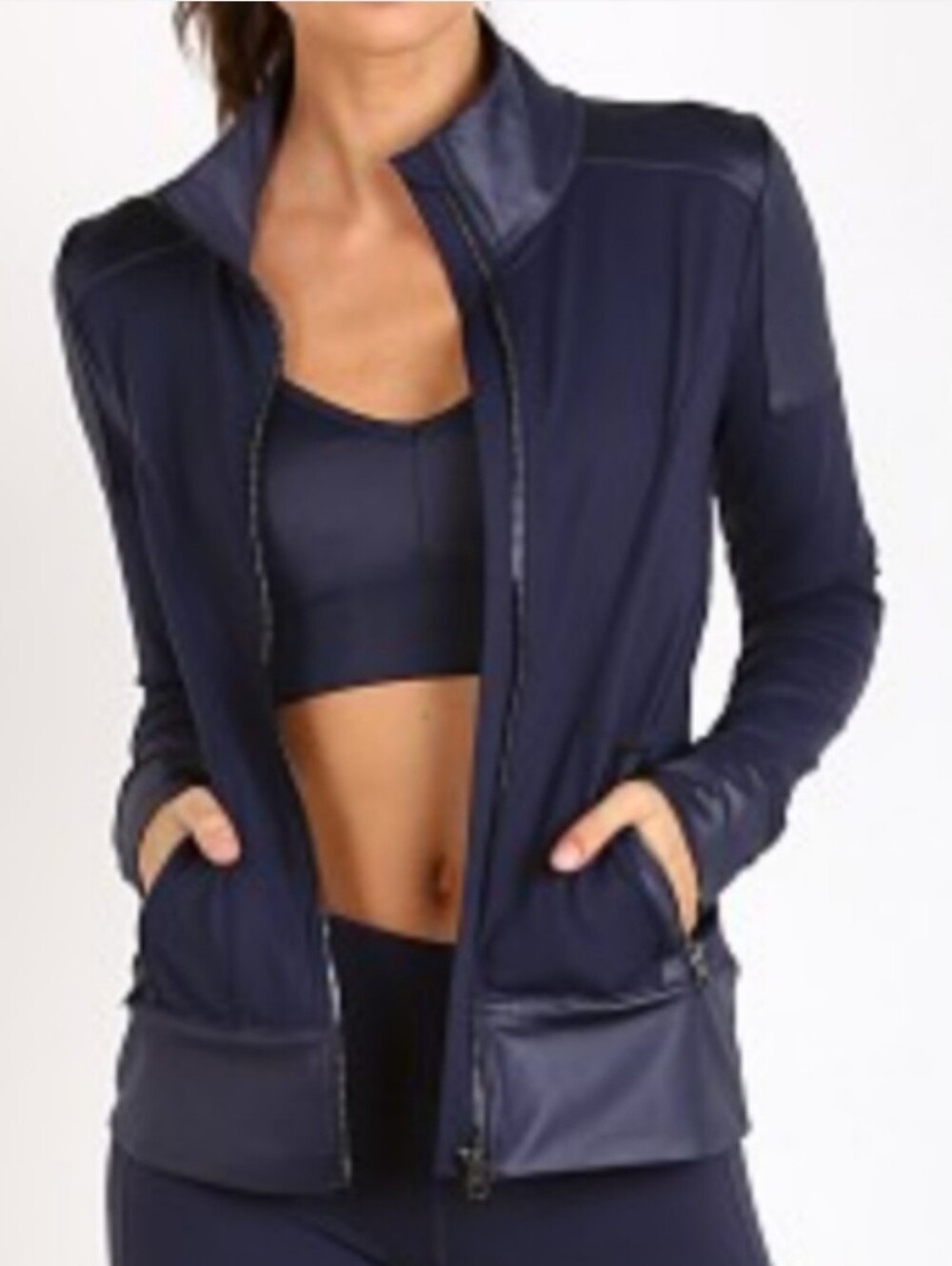 Alo Yoga Moto Navy Zip Track Jacket S/M